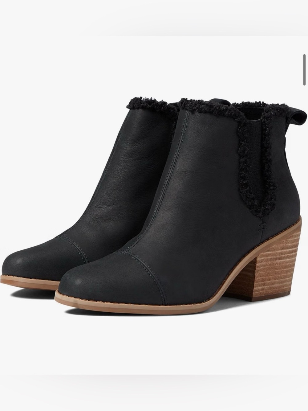 Tom’s Black leather Faux-Shearling Ankle Boots with Ortholite